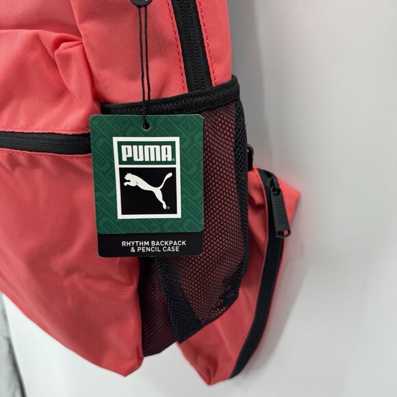 Puma Rhythm Backpack & Pencil Pouch In Coral Pink Girl/Woman School Gym - Picture 5 of 16